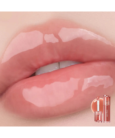 rom&amp;nd Juicy Flash Lip Oil original 03 Peach Strobe lip swatch reference