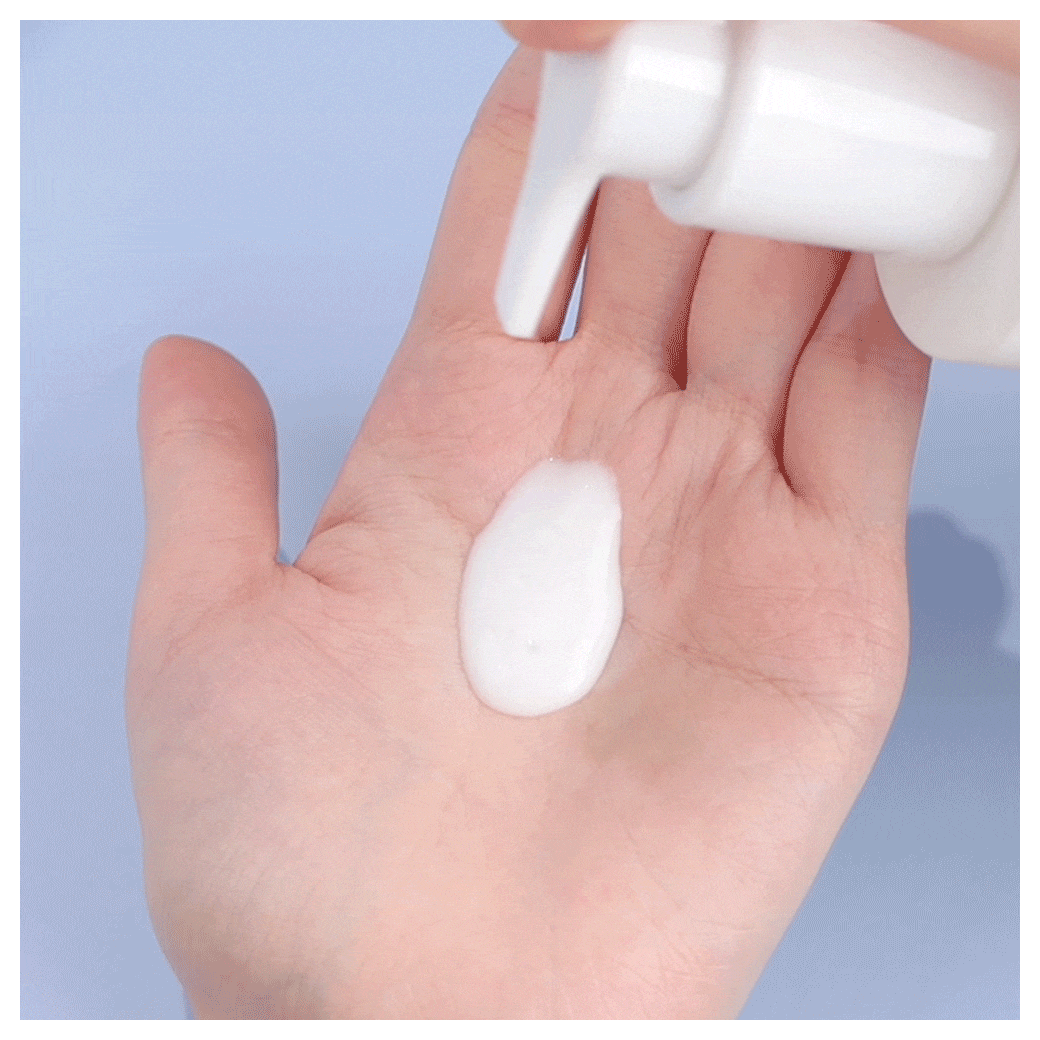 DEWYTREE Hi Amino milk dispensed into the hand in the actual manufacturer texture demonstration