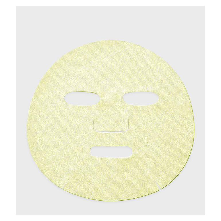 DEWYTREE blemish calming mask actual green microfiber sheet shape and eye-mouth openings