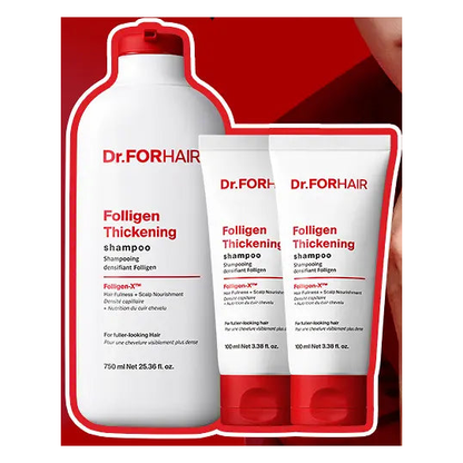 Dr.FORHAIR Folligen Thickening Shampoo complete actual 750ml bottle and two100ml tubes