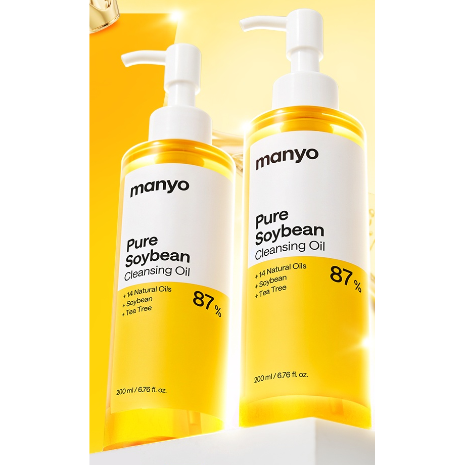 ma:nyo Pure Soybean Cleansing Oil200ml duo: the two actual complete bottles cropped together from one original supplier manufacturer photograph. No repeated units or foam gift added.