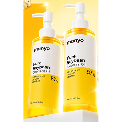 ma:nyo Pure Soybean Cleansing Oil200ml duo: the two actual complete bottles cropped together from one original supplier manufacturer photograph. No repeated units or foam gift added.