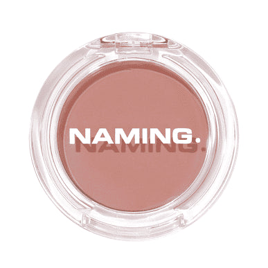 NAMINGFluffyPowderBlush HAZE: the actual complete closed transparent compact from this exact source variant, original powder shade and labels preserved.