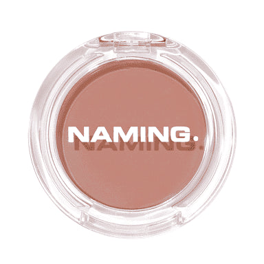 NAMINGFluffyPowderBlush TENDER: the actual complete closed transparent compact from this exact source variant, original powder shade and labels preserved.