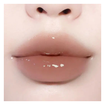 BBIA Over Glaze 13 Latte Syrup actual lip-wear color sample; not a bottle front photograph