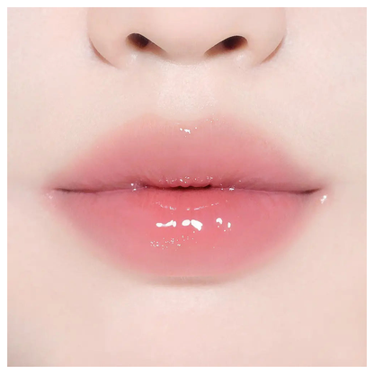 BBIA Over Glaze 01 Peach Syrup actual lip-wear color sample; not a bottle front photograph