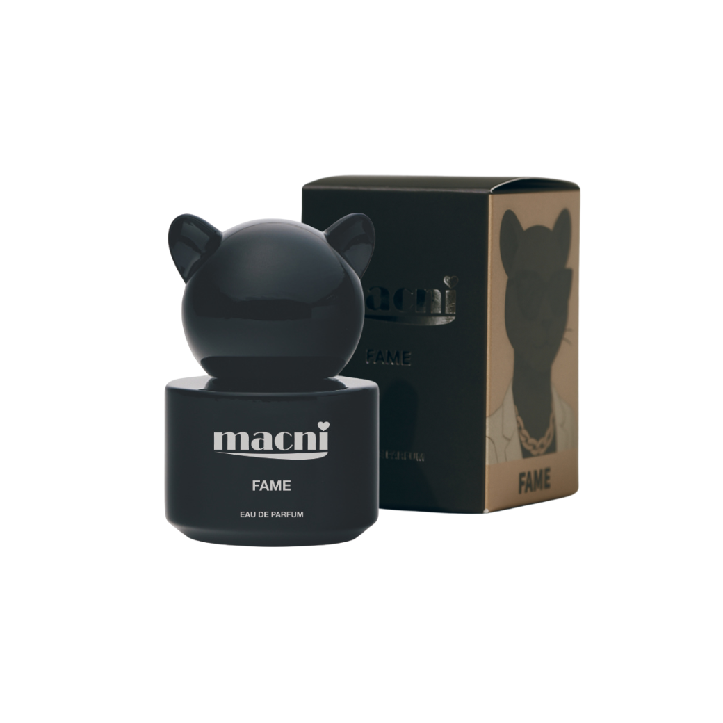 macni FAME Eau de Parfum complete original bottle and carton