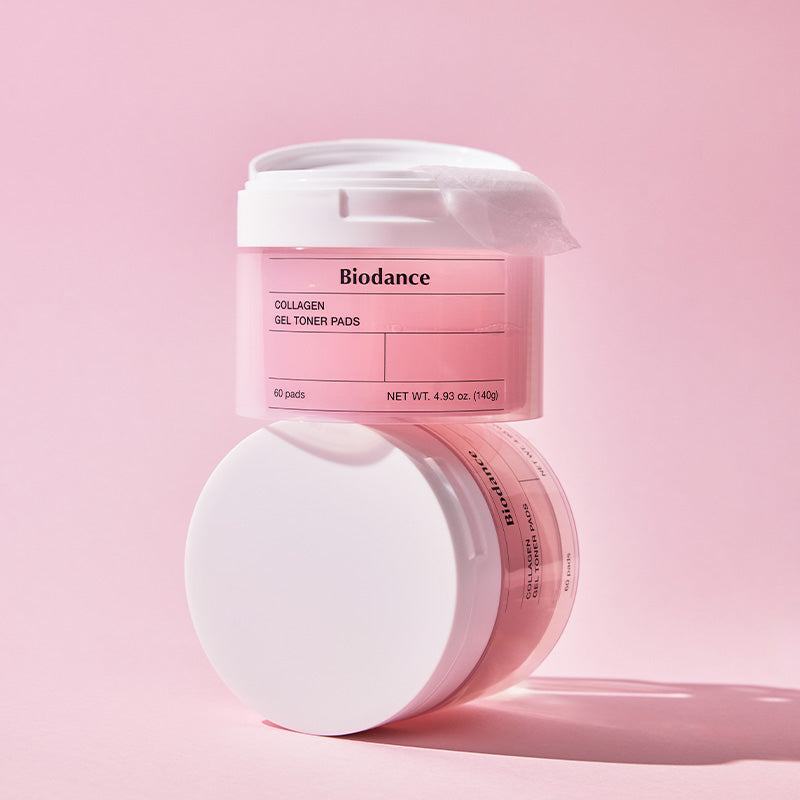 Biodance Collagen Gel Toner Pads duo: two 60-pad jars, 120 pads in total.