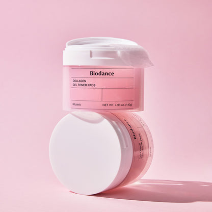 Biodance Collagen Gel Toner Pads duo: two 60-pad jars, 120 pads in total.