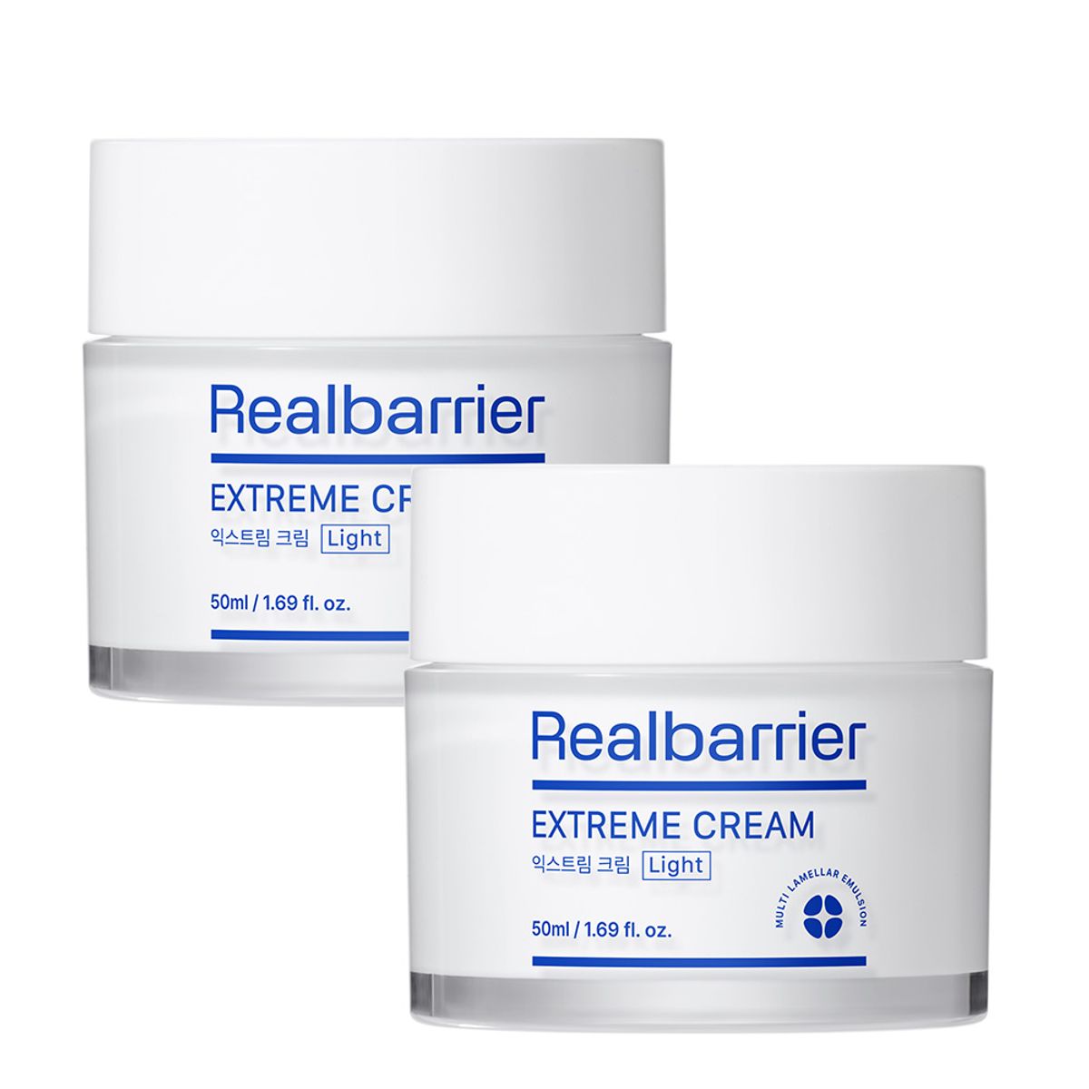 Real Barrier Extreme Cream Light duo, showing both complete 50ml jars.