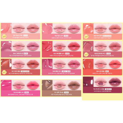All 12 actual standard 101–112 complete named lip and texture cards; native crops compactly arranged