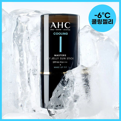 AHC Masters Icy Jelly Sun Stick 14 g: original black case with SPF44 PA+++ label.