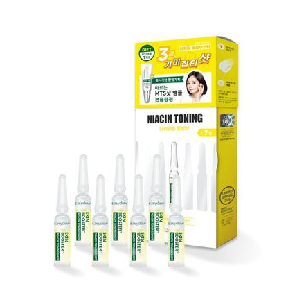 EASYdew Niacin Toning Shot Ampoule 7 × 1ml + MTS 3.5ml Kit exact seven-ampoule kit and original bonus packaging