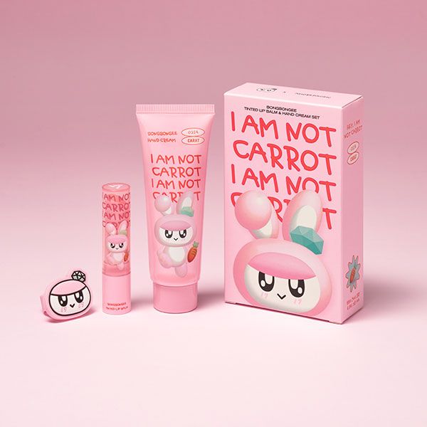 AMOREPACIFIC x BONGBONGEE set with one tinted lip balm, one hand cream and one character deco band