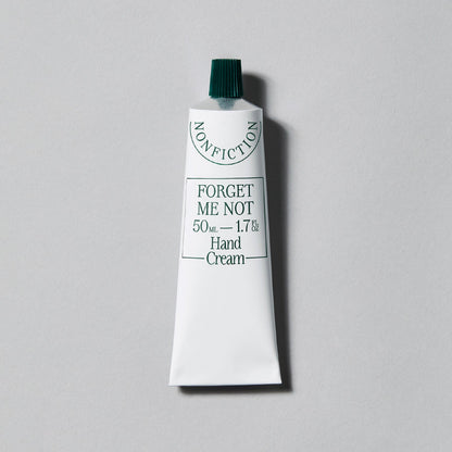 NONFICTION Forget Me Not Hand Cream 50ml single tube; exact fragrance and capacity labels intact.