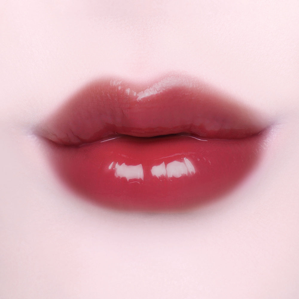 Dinto Frozen Lip Jelly 378 Heart original lip swatch; cosmetic finish demonstration.