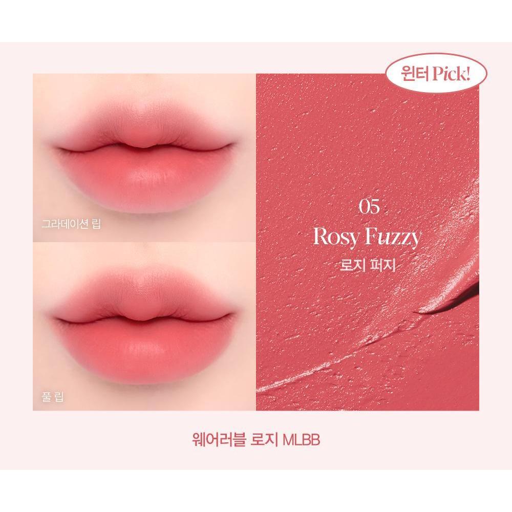 Espoir VolumeMatte 05 Rosy Fuzzy,complete original lip swatch and texture color card