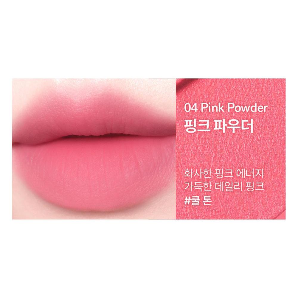 AMUSE PowderVelvetTint 04 Pink Powder complete original lip and texture color card