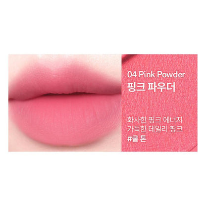 AMUSE PowderVelvetTint 04 Pink Powder complete original lip and texture color card
