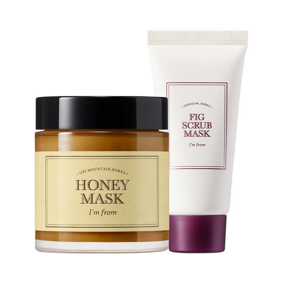 I’m From Honey Mask 120 g + Fig Scrub Mask 30 g Set; original complete sale-unit photograph showing both included products.