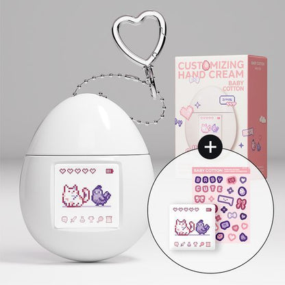 MUMCHIT Baby Cotton Perfume Keyring Hand Cream 50 ml with the matching keyring, main sticker, deco sticker sheet and carton.