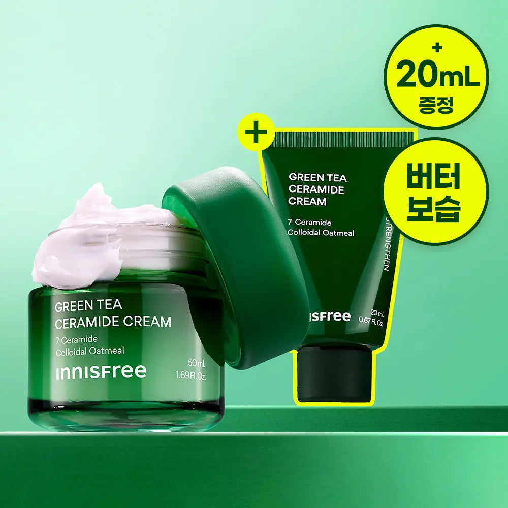 innisfree Green Tea Ceramide Cream 50ml jar with20ml cream mini