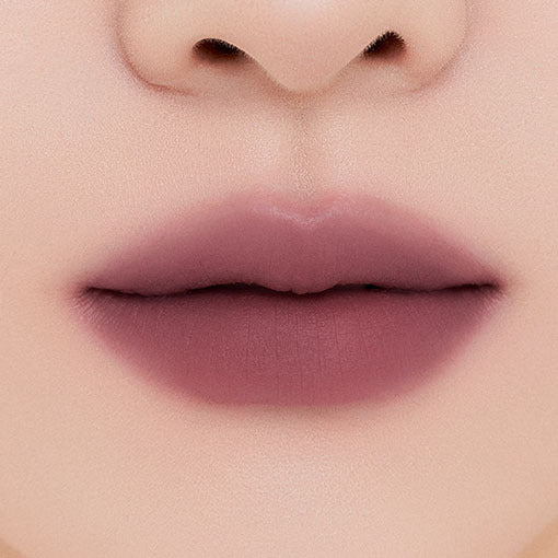 MUZIGAE MANSION Tie Up Cover Tint 06 COLDISH MAUVE; original matching lip shade photograph.