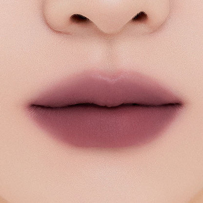 MUZIGAE MANSION Tie Up Cover Tint 06 COLDISH MAUVE; original matching lip shade photograph.