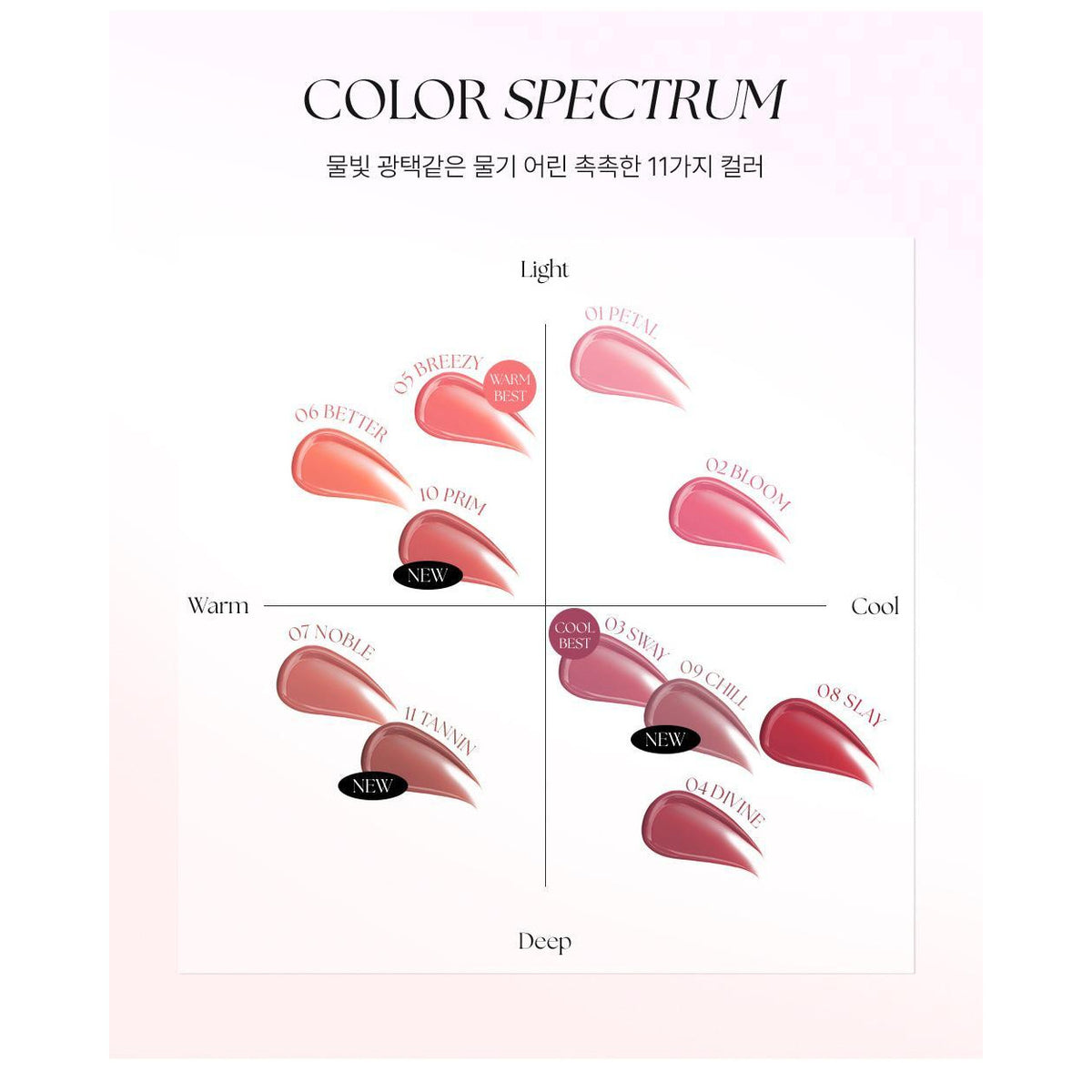 Complete original MUZIGAE MANSION Icy Glow eleven-shade colour spectrum; choose from available options.