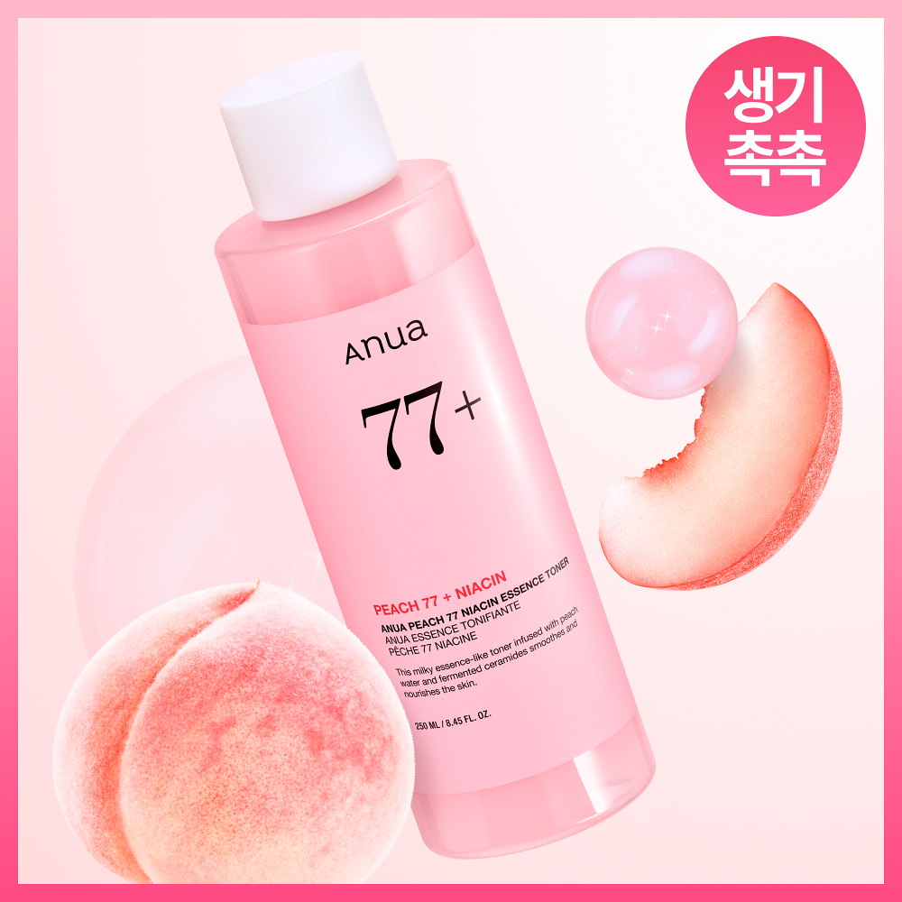 Anua Peach 77 Niacin Essence Toner 250ml original pink bottle.