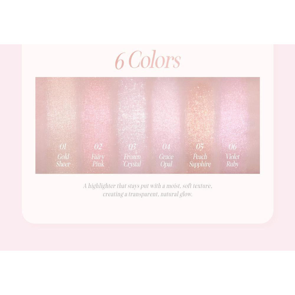 CLIO Prism Highlighter original full six-shade comparison.