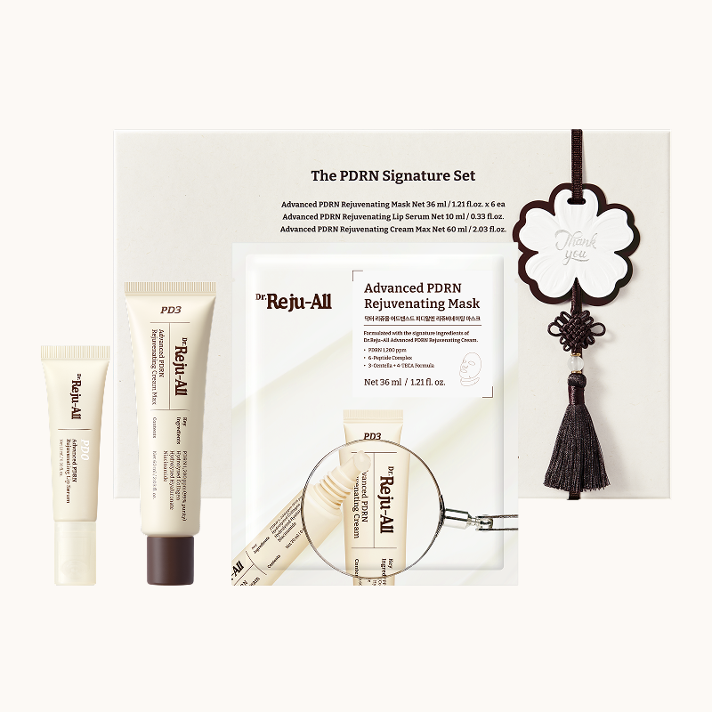 Dr.Reju-All Korea Edition PDRN Signature Set with Cream MAX, lip serum, six masks and norigae keyring.