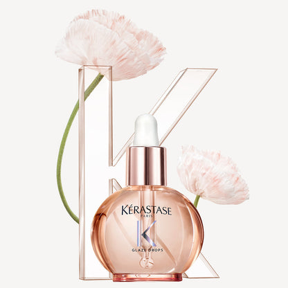 Kérastase Gloss Absolu Glaze Drops Hair Oil main product bottle; selected pack contents listed separately