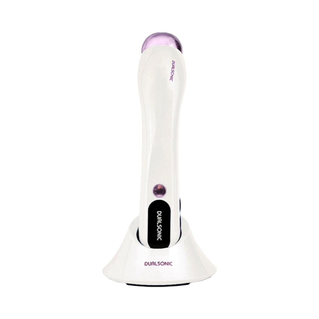 DUALSONIC Alto in White with its matching charging cradle.