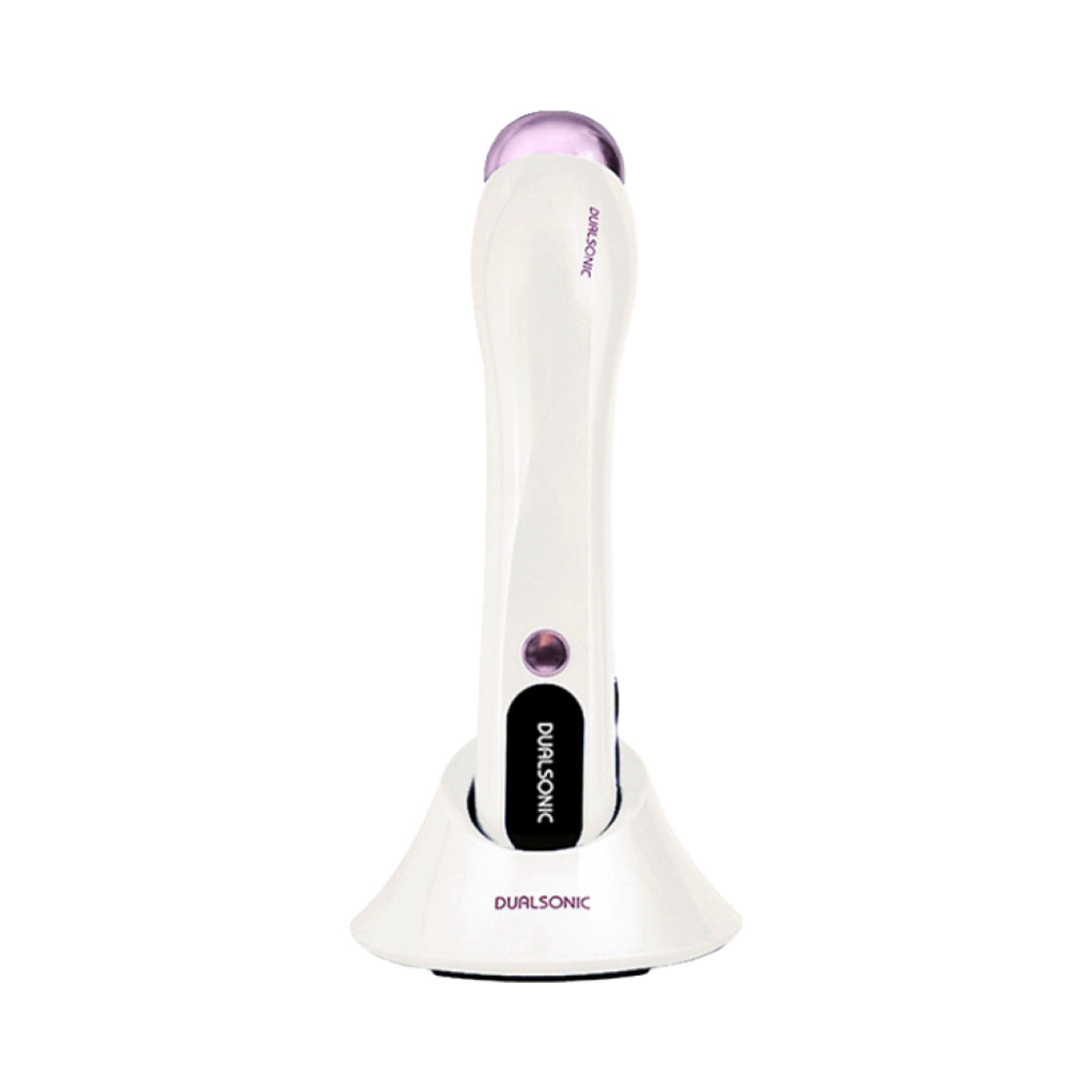 DUALSONIC Alto in White with its matching charging cradle.