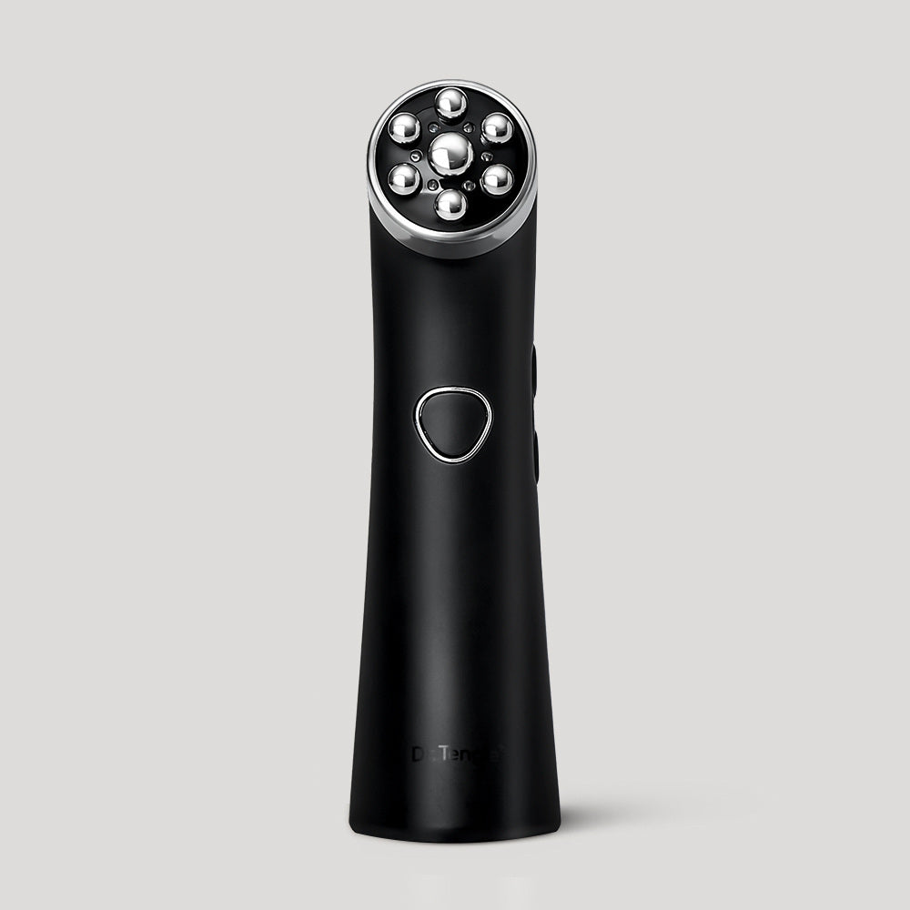 Dr.Tengle RF Massager Black Edition with its rounded contact head.
