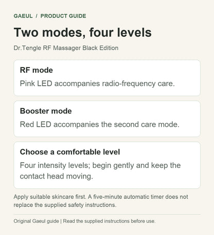 Dr.Tengle RF Massager Black Edition: two modes, four levels