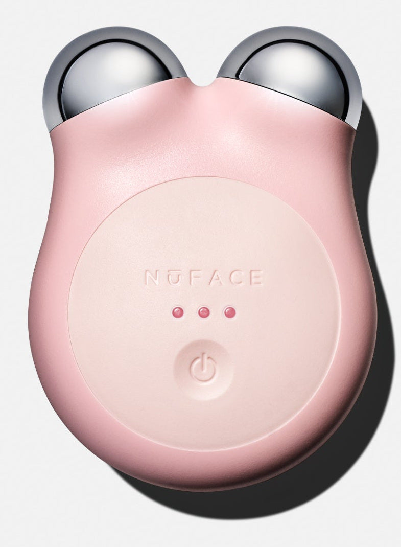 NuFACE MINI+ in Sandy Rose, complete device with two treatment spheres