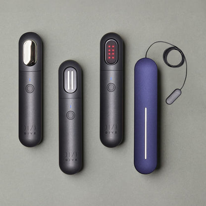 DIVE 4WAY in Purple Gray shown with the four interchangeable head configurations.