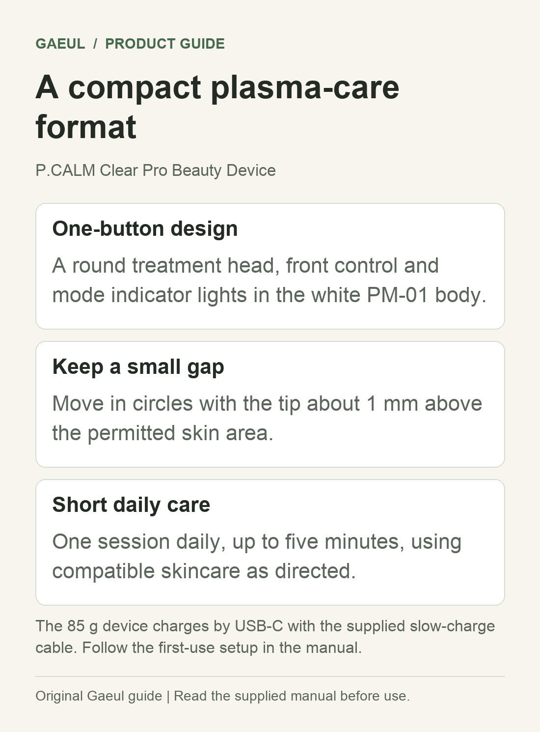 P.CALM Clear Pro Beauty Device: a compact plasma-care format