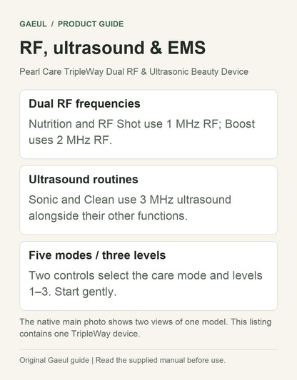 Pearl Care TripleWay Dual RF &amp; Ultrasonic Beauty Device: rf, ultrasound &amp; ems