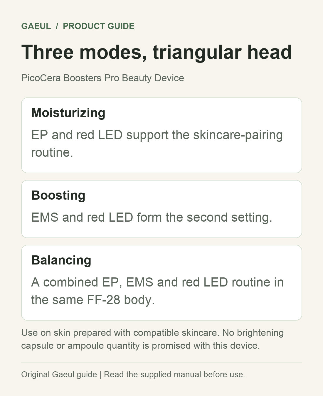 PicoCera Boosters Pro Beauty Device: three modes, triangular head