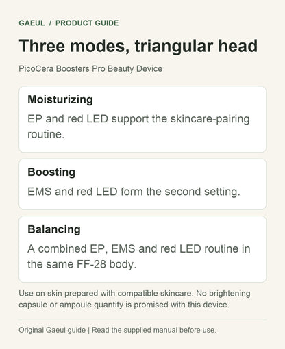 PicoCera Boosters Pro Beauty Device: three modes, triangular head