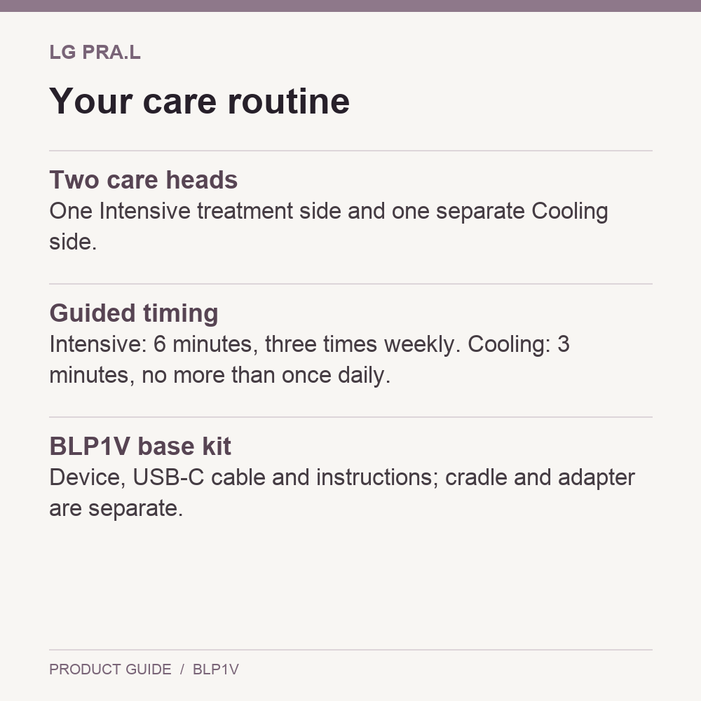 LG Pra.L Multi-Core BLP1V Beauty Device routine and package guide