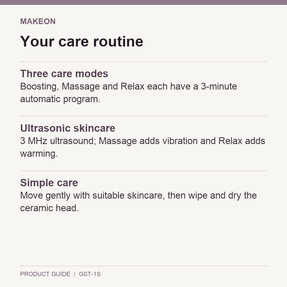 makeON Gem Sono Therapy Relief Beauty Device routine and package guide