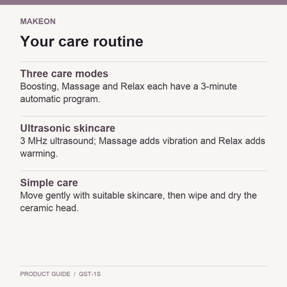 makeON Gem Sono Therapy Relief Beauty Device routine and package guide