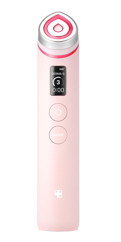 Medicube AGE-R Booster Pro in Pink, showing its complete head, screen and buttons.