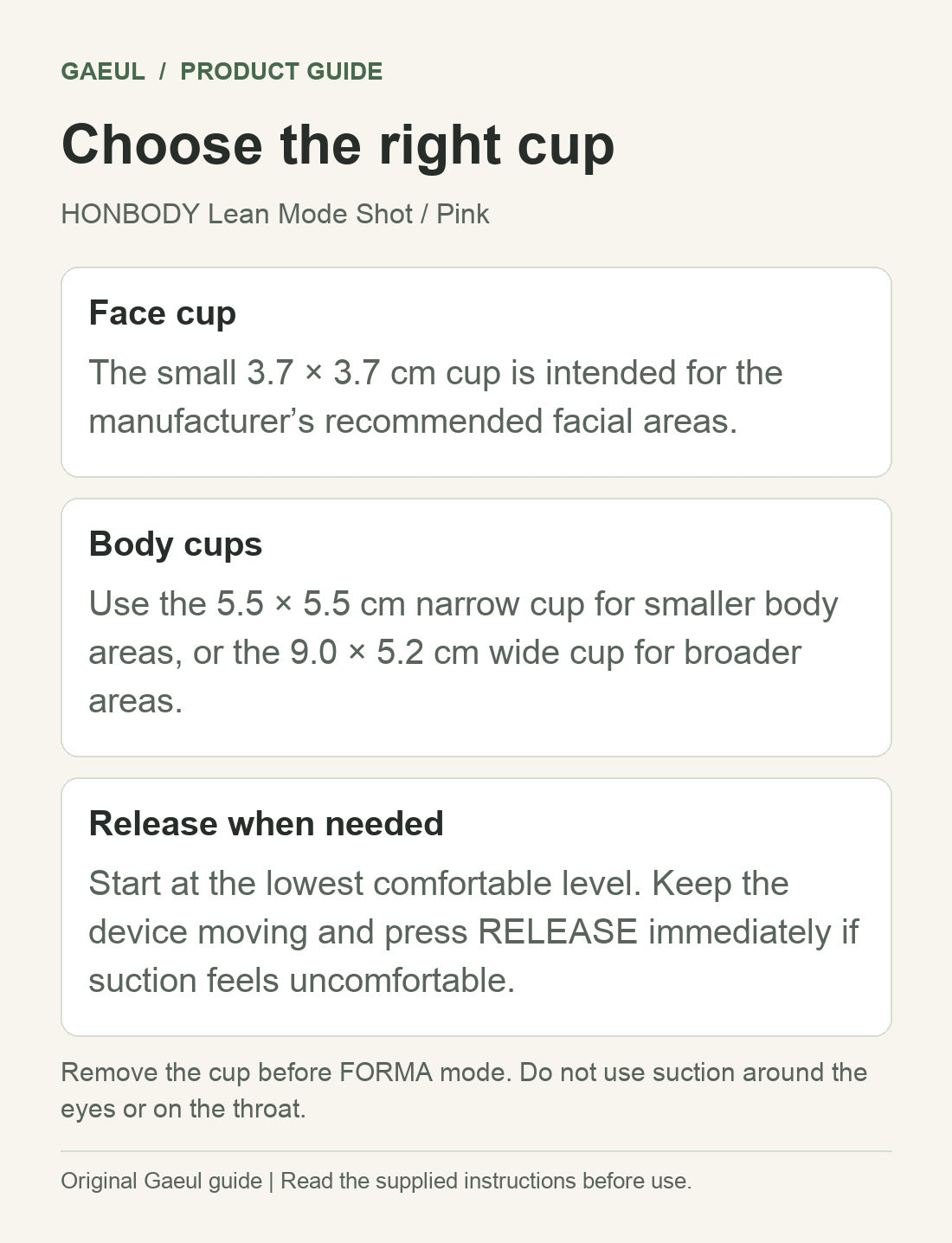 HONBODY Lean Mode Shot / Pink: choose the right cup