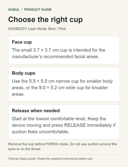 HONBODY Lean Mode Shot / Pink: choose the right cup