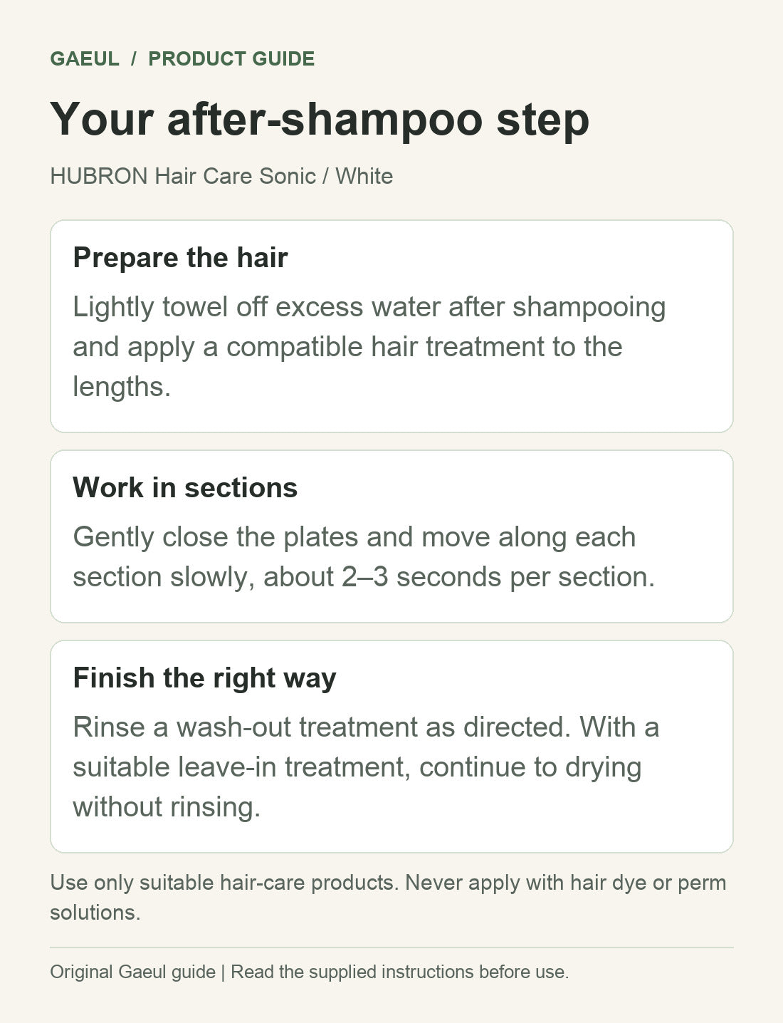 HUBRON Hair Care Sonic / White: your after-shampoo step
